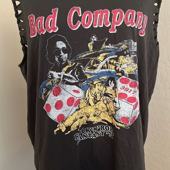 Torrid Bad Company Faded Black Distressed Graphic Tank Top Contemporary Boho - Picture 8 of 14